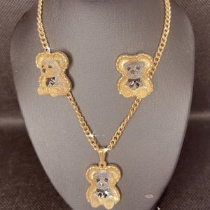 Gold Bear Set (Earrings & Necklace)
